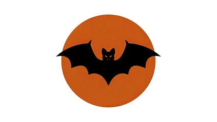 Fototapeta premium Silhouette of a bat flying in front of a large orange moon, Halloween theme
