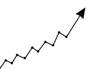 black dotted line graph with arrow on transparent background