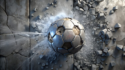 Abstract 3D Futuristic Soccer Ball Background with Glowing Neon Textures and Dramatic Lighting, Creative Sports 8K Wallpaper