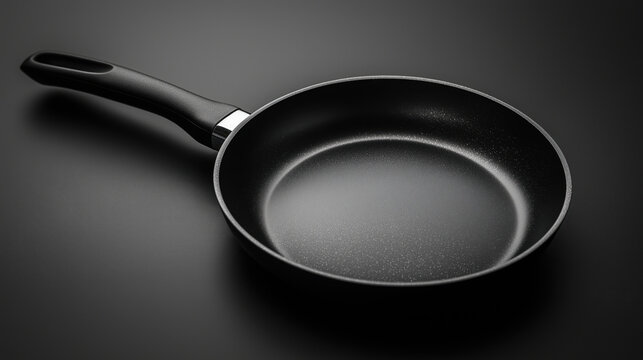 Frying pan with nonstick coating on dark background