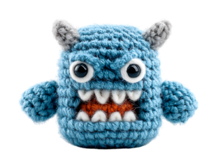 Handcrafted blue monster toy