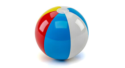 Vibrant beach ball on white background, summer play toy