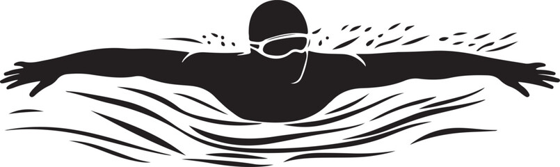 Swimmer Swimming Silhouette Vector on Transparent Background

