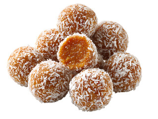 Coconut coated balls with caramel center