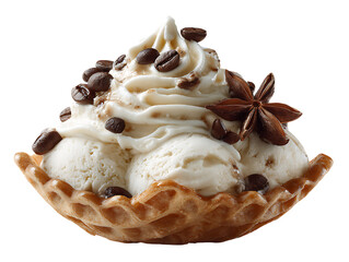 Waffle cone with coffee ice cream