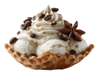 Waffle cone with coffee ice cream