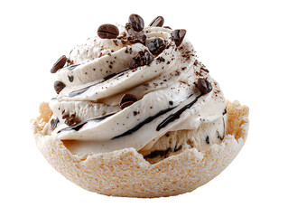 Creamy coffee ice cream in waffle cone