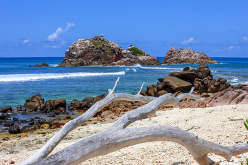 Tropical beach at Seychelles, La Digue island