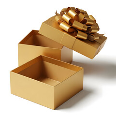 Golden bullets spilling out of an open cardboard box packaging