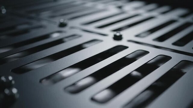 Detailed metallic grille surface with smooth light reflections and subtle shadows