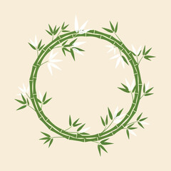 Naklejka premium Bamboo Wreath with White Flowers.