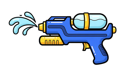 Naklejka premium Blue water gun with yellow accents on transparent background