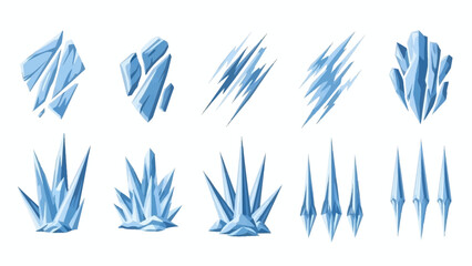 Cartoon ice crystal set various shapes of frozen water and glacial formations © Maldini Store