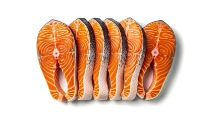 Fresh Salmon Steaks Isolated on White Background for Cooking