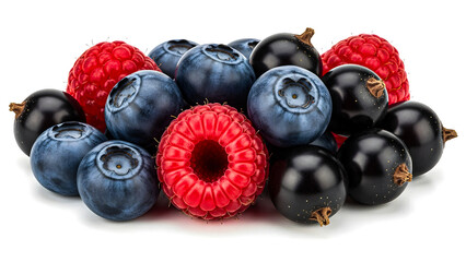 Assorted Fresh Berries Including Blueberries Raspberries Blackcurrants