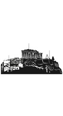 Fototapeta premium Classical Greek Vector Silhouette of the Venerable Acropolis in Athens Greece. transparent, .svg.