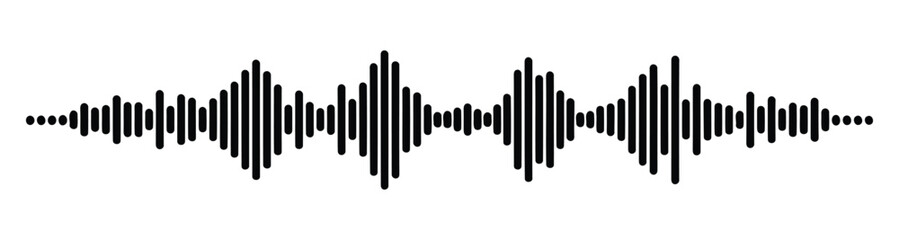 minimal black audio waveform with microphone icon sound wave vector illustration isolated