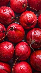 red young coconut with water drops