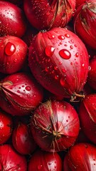 red young coconut with water drops