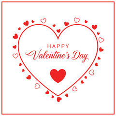 Romantic greeting card vector design featuring elegant calligraphy and a decorative heart border isolated on a white background.