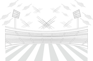 Minimal football stadium background in clean grey line style