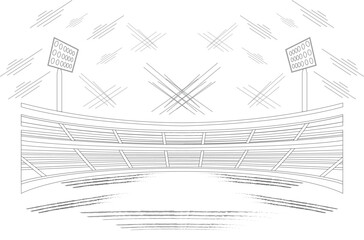 Minimal football stadium background in clean grey line style