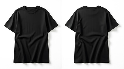 Sleek Minimalist Black Short-Sleeve T-Shirt Front & Back View for Casual Street Style & Fashion Photography