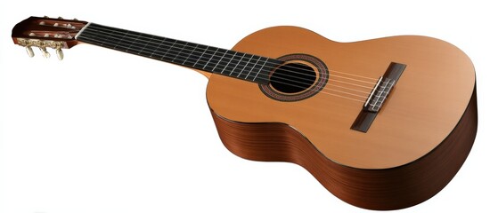 Classic wooden acoustic guitar with nylon strings and rosette detailing