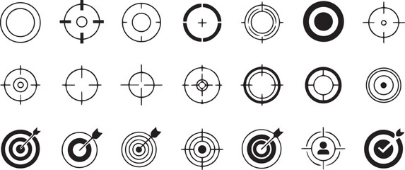 target aim and focus icon set concentric rings and marks