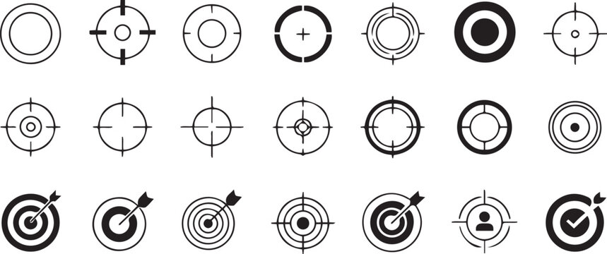 target aim and focus icon set concentric rings and marks