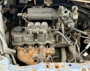 Vintage Car Inspection, Assessment Of Aged Vintage Car Engine Bay And Wiring, Detailed Inspection Process For Classic Vehicles Focusing On Engine Compartments And Wiring Condition