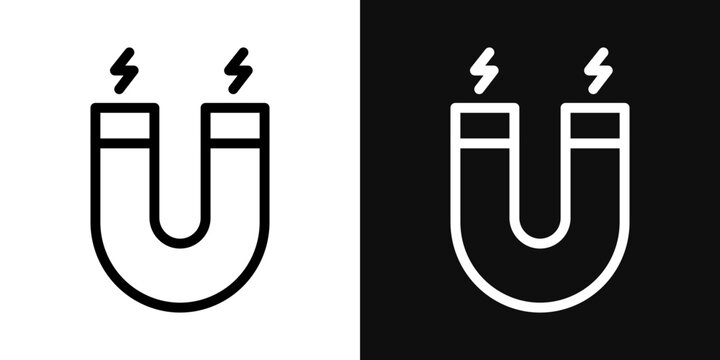 Magnet icons - editable stroke vector illustration