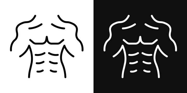 Male torso icons - editable stroke vector illustration