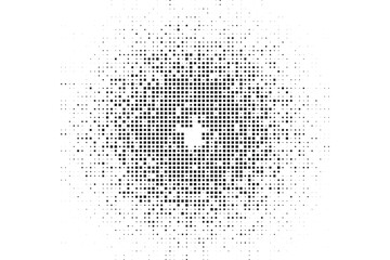 Square Pixel Halftone Circular Burst With Soft Fade Center Modern Vector Illustration