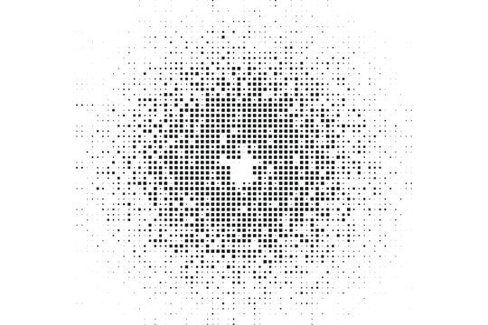 Square Pixel Halftone Circular Burst With Soft Fade Center Modern Vector Illustration