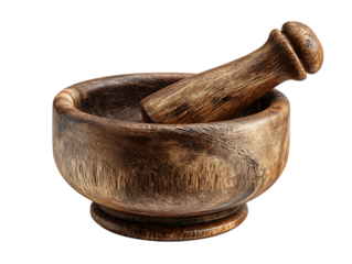 Wooden mortar and pestle set