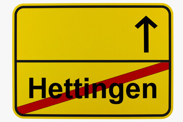 Obraz premium Illustration eines Ortsausgangsschildes von Hettingen in Baden-Württemberg 