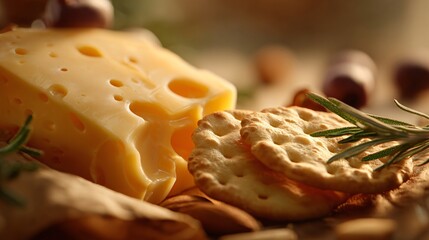 Cheese and olive snack detail, shallow depth of field, calm mood