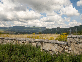 stone wall with panoramic view of buda hills