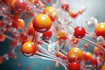 Spheres and transparent connections forming an abstract molecular structure representing science and technology