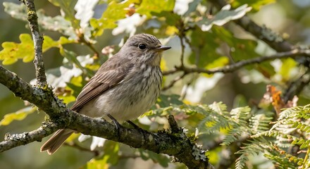 Spotted flycatcher (Muscicapa striata) in natural habitat