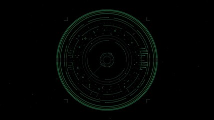 Futuristic hologram circle interface for loading and data processing in high-tech cyberspace environment - Powered by Adobe