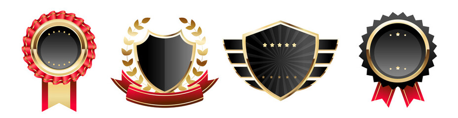 PNG image of&nbsp;Collection of premium black and gold award badges, seals, and emblems on transparent background