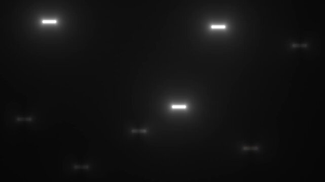 Neon glowing line dashes blinking animation. White of neon line blaze glowing flashing animation loop random on a black background