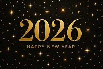 Happy New Year 2026: Elegant Gold & Black Celebration Background