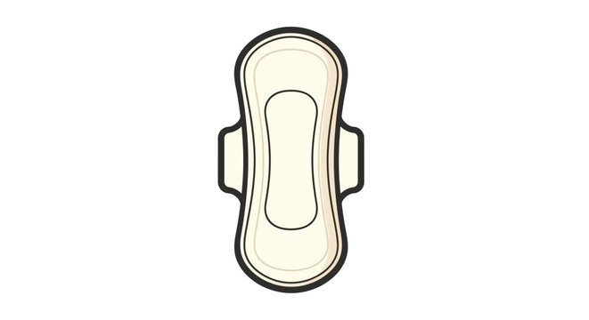 A simple illustration depicting a sanitary pad viewed from directly above