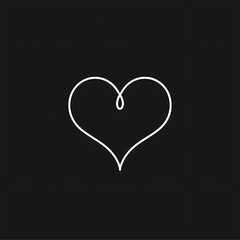  heart shape logo. White line isolated on black background for branding and design