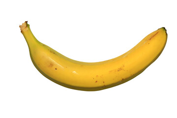 A single ripe banana displayed on a clean white surface © Fotograf