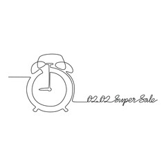 Continuous line drawing vector illustration of a Day Sale 02.02. A super sale design presented in a simple, linear, continuous-line style. An online shopping&ndash;themed concept for your design assets.