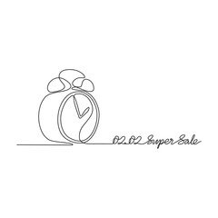 Continuous line drawing vector illustration of a Day Sale 02.02. A super sale design presented in a simple, linear, continuous-line style. An online shopping&ndash;themed concept for your design assets.